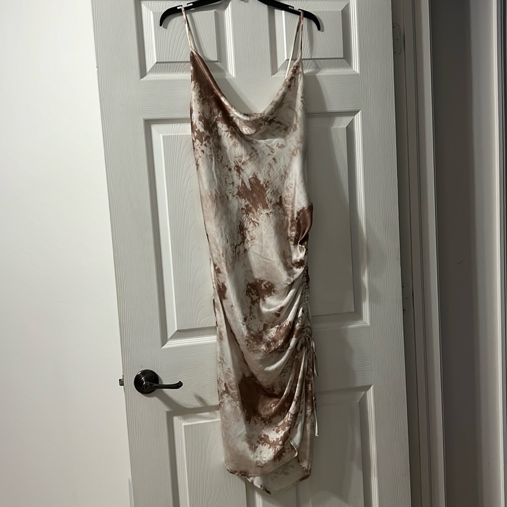 Tan silk dress